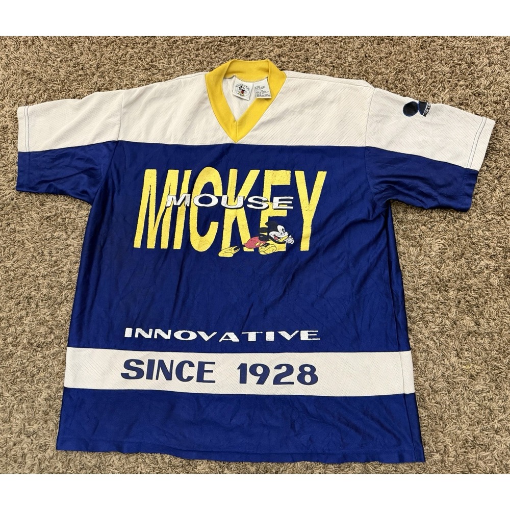 Vintage Mickey & Co Jersey Disney Shirt Blue White Innovative Mens Size XL